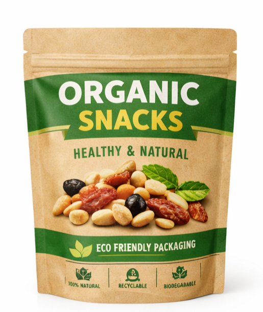 Fenntartható Kraft Snack álló tasak